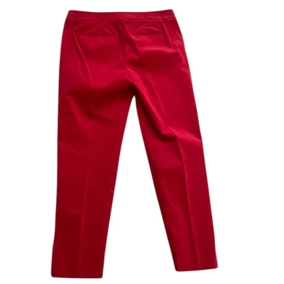 RSVP by Talbots red velveteen mid rise pants ruffle cuff detail pockets size 8p - Picture 2 of 7